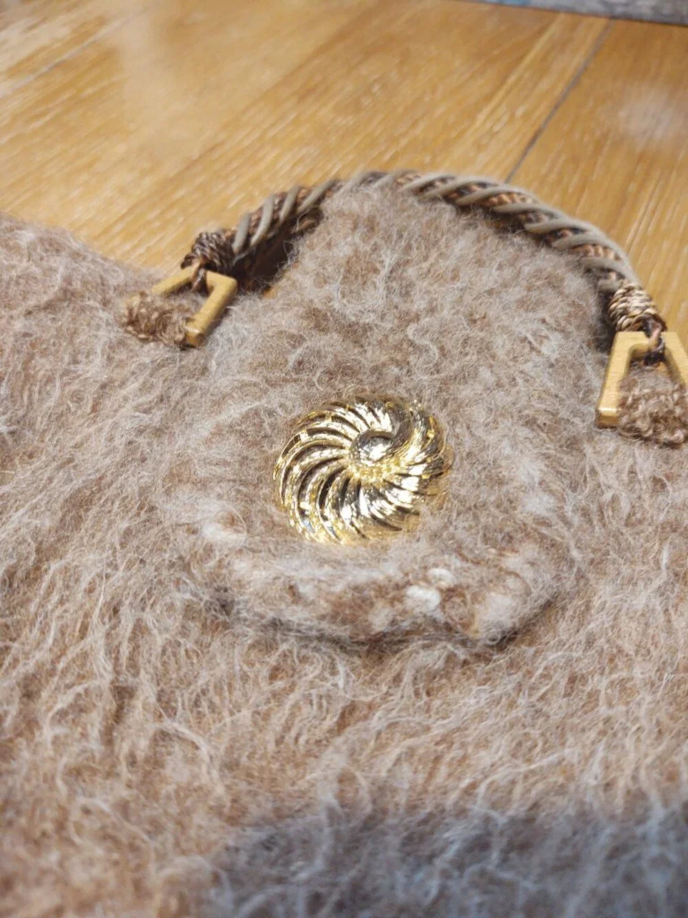 Handcrafted Natural Woolen Clutch Purse Brown